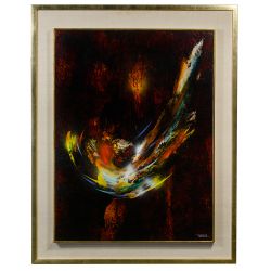 Leonardo Nierman (Mexican, b.1932) "Witchery" Oil on Masonite