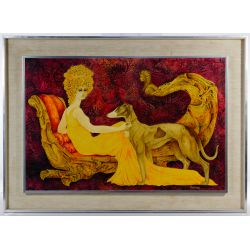 Fred Hirschfeld (American, 20th Century) "The Favorite" Oil on Board