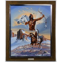 Gary Ampel (American, 20th Century) "Crazy Horse" Oil on Board