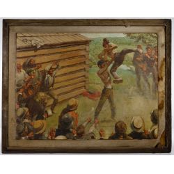 Harold von Schmidt (American, 1893-1982) "Lincoln Licks Armstrong" Oil on Canvas