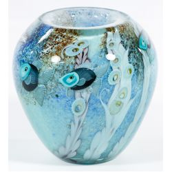 L. Hudin / S. Beyers (American, 20th Century) "Beta Fish" Art Glass Vase