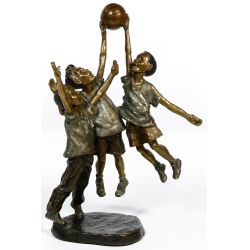 Mark Hopkins (American, 20th/21st Century) "Shootin Hoops" Bronze Sculpture