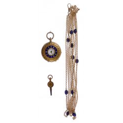 18k Gold Hunting Case Pocket Watch with 14k Gold Watch Chain