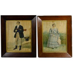 I. G. Green (American, 19th Century) Watercolor and Pencil Portraits