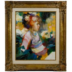 Francisco Masseria (Argentine, 1927-2002) "Side View of Girl" Oil on Canvas