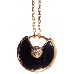 Cartier 18k Pink Gold, Onyx and Diamond "Amulette de Cartier" Pendant and Necklace