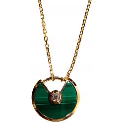Cartier 18k Pink Gold, Malachite and Diamond "Amulette de Cartier" Pendant and Necklace
