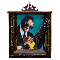 Wayne Manns (American, 20th Century) Acrylic and Found Objects on Panel