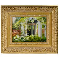 Jane Woodward (American, 20th Century) "Brookgreen Gardens Wisteria on the Arches" Oil on Canvas