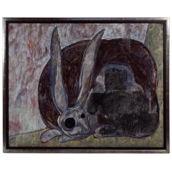 Junji Kawashima (Japanese, b.1957) "Rabbit" Mixed Media on Board