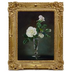 Cecil Kennedy (English, 1905-1997) "White Roses" Oil on Canvas