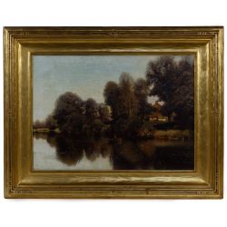 Henry Pember Smith (American, 1854-1907) "Deal Lake, New Jersey" Oil on Canvas