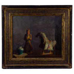 Hosvep Pushman (Armenian / American, 1877-1966) "Sacred Chinese Horse" Oil on Panel