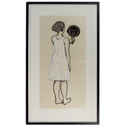 Alison Saar (American, b.1956) "Mirror Mirror II: Mulatta Seeking Inner Negress II" Woodcut on Chine Colle