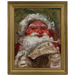 C. Hall (20th Century) "Dear Santa I Love You" Oil on Masonite