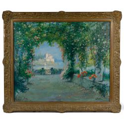 Luigi Paolillo (Italian, 1864-1934) "A Trysting Place" Oil on Canvas