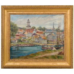 Max Kuehne (American, 1880-1968) "Inner Harbor, Rockport" Oil on Canvas