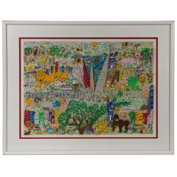 James Rizzi (American, 1950-2011) "Its a Jungle Out There" Serigraph with Collage