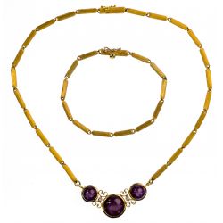 Dunay 18k Yellow Gold, Diamond and Star Ruby Jewelry Suite