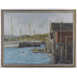 William Tacke (American, 20th Century) "After the Days Catch" Oil on Canvas