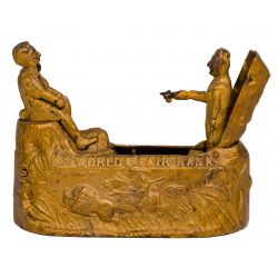 J. & E. Stevens & Co. Columbus "Worlds Fair" Mechanical Cast Iron Bank