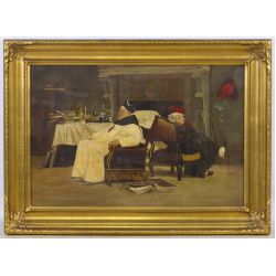 Unknown Artist (European, 19th Century) "Confession" Oil on Canvas