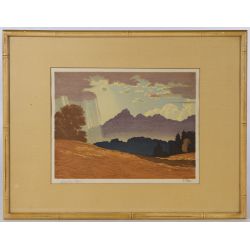 Engelbert Lap (Austrian, 1886-1970) "After the Rain" Color Woodcut