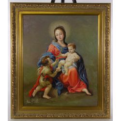 John Pieron (Mid-20th Century) "Mary and the Christ Child with St John" Oil on Canvas
