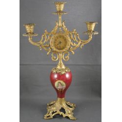 Vintage Candelabrum Clock The Lux Clock Mfg Co Waterbury Conn. Portrait Young Lady