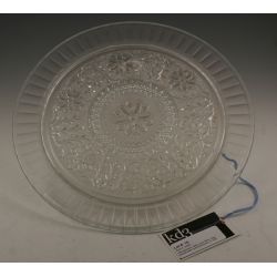 Depression Glass, circa 1930s, Clear pressed glass round serving tray. ca. 1930