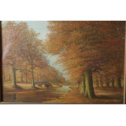 A.J. Fels, 20th Century, Autumn River Landscape, Oil on Canvas