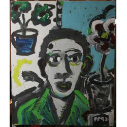 Peter Parks (American b.1947), abstract portrait oil on canvas