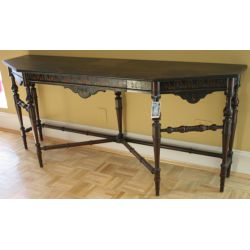 Circa 1920, American, hand-painted console table with one drawer