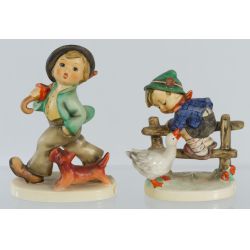 Hummel #5 "Strolling Along" TMK6 and #195 2/0 "Barnyard Hero" TMK7 Figurines