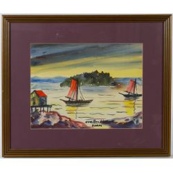 Guy de Bouthillier (French/American, 1893-1962) "Boats" Watercolor