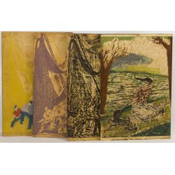 Fred Rappaport (American, b.1912) Carved Wooden Block Negatives for Printing