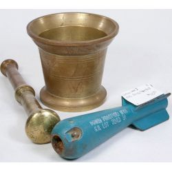 Vintage Solid Brass Mortar and Pestle with WW II M36 Practice Bomb