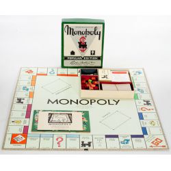 Vintage Unused Monopoly Game with Metal Playing Pieces & Wooden Buildings