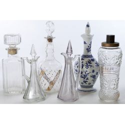 Collection of Glass and Porcelain Decanters and Cruets (6 Pieces)