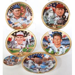 Collection of Baseball Collector Plates - Gehrig, Cobb, Young, Dean, Ford and Robinson