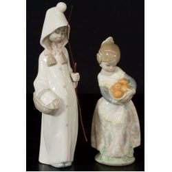 Lladro #4678 "Girl with Basket" Retired & #4841 "Girl from Valencia"
