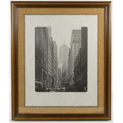 Harlan Scheffler (American, 20th Century) "La Salle Street, Chicago" Woodblock Print