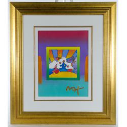Peter Max (American, b.1937) "Cosmic Runner on Blends" Mixed Media
