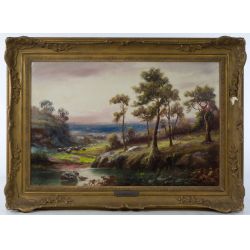 J N Arumdale "Trees by the Water" Oil on Canvas Framed Signed