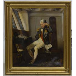 John Wood (British, 19th Century) "Admiral Nelson in His Cabin" Oil on Canvas
