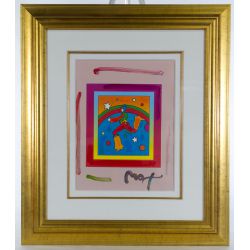 Peter Max (American, b.1937) "Cosmic Jumper Detail on Blend" Mixed Media