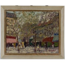 Marcel Brisson (French, b.1915) "Streets of Paris" Oil on Canvas