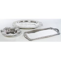 E.G. Webster & Son Silver Plate on Copper Serving Trays and Bowl (3 Pieces)