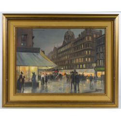 Roland Davies (British, 1904-1993) "London at Night Street Scene"