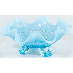 c1905 Jefferson Glass Co Aqua Opal Bowl in the Jefferson Wheel Pattern